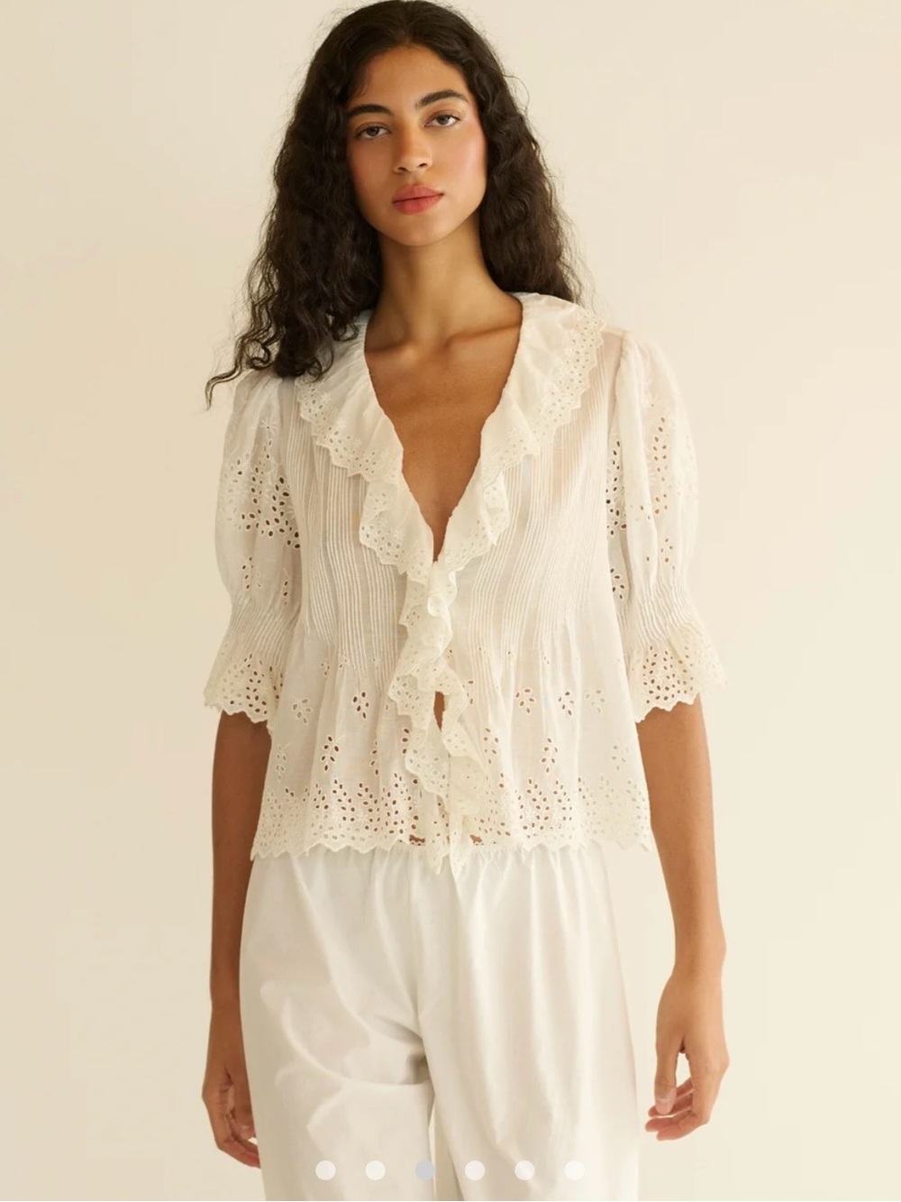 Doen Henri Top in Salt Eyelet Size M